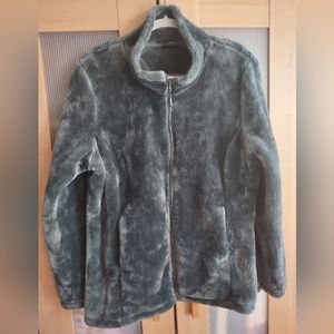 32° Women's Plush Fleece Zip Front Jacket. Teal. Slash Pockets. Sz XL